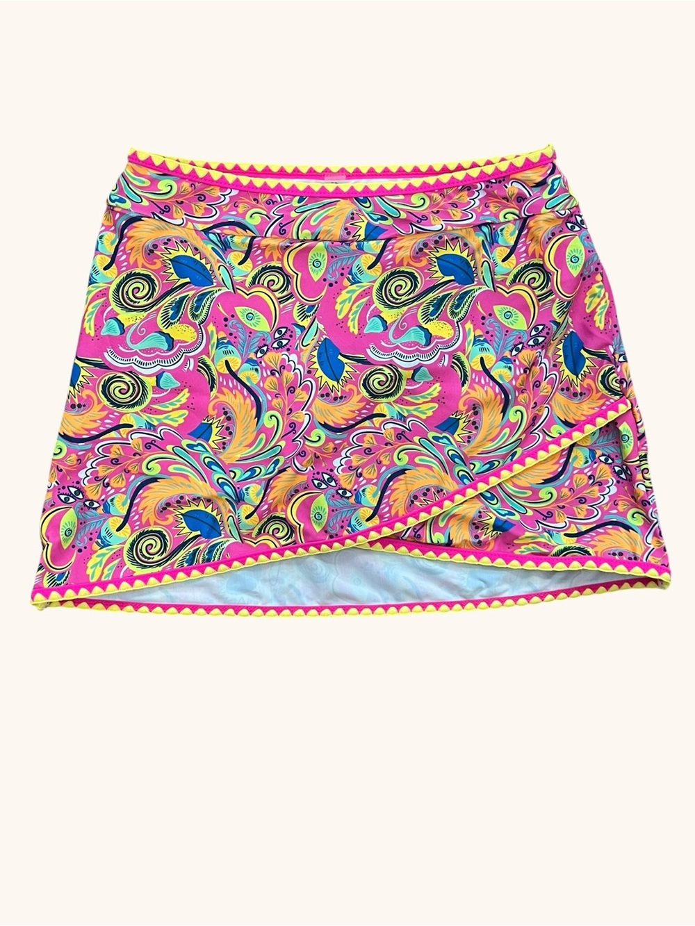 Zaful Pink Paisley Print Swim Skirt